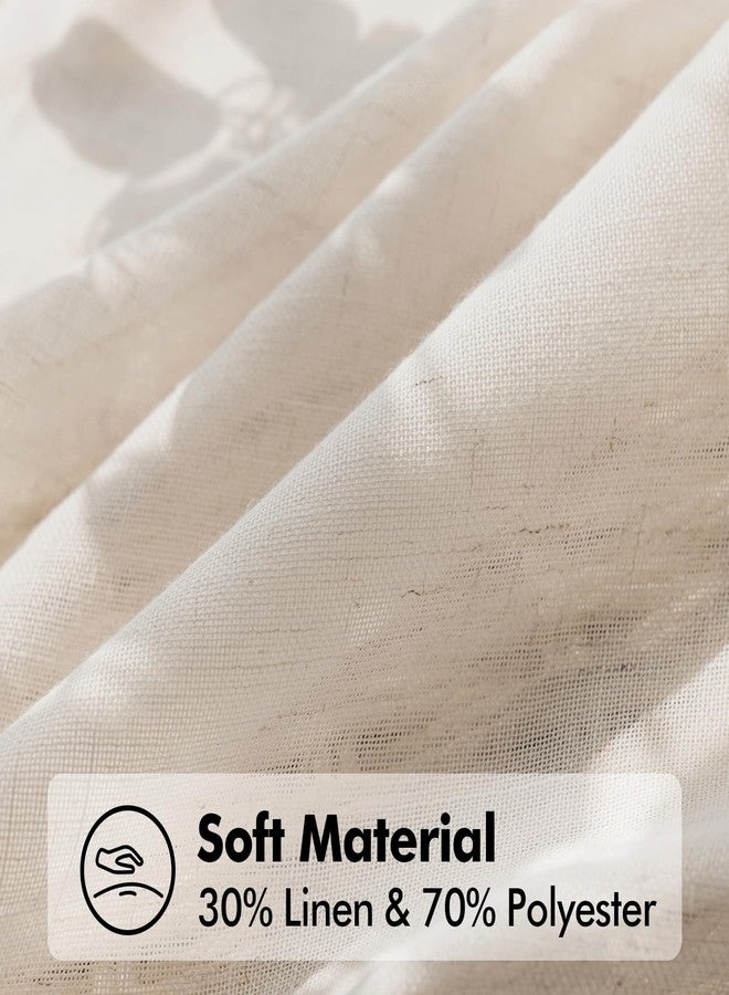 ANRODUO Beige Semi Sheer Linen Curtains 96 Inches Long for Bedroom Living Room, Light Filtering Rod Pocket Back Tab Drapes Soft Neutral Farmhouse Decor 2 Panels W52 x L96 - Image 4