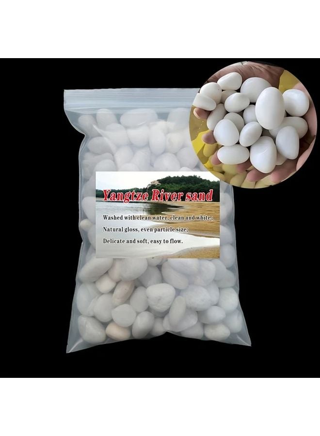 3 Pounds Natural White Polished Pebbles River Rocks for Aquarium Gravel Fish Tank Decor - Image 1
