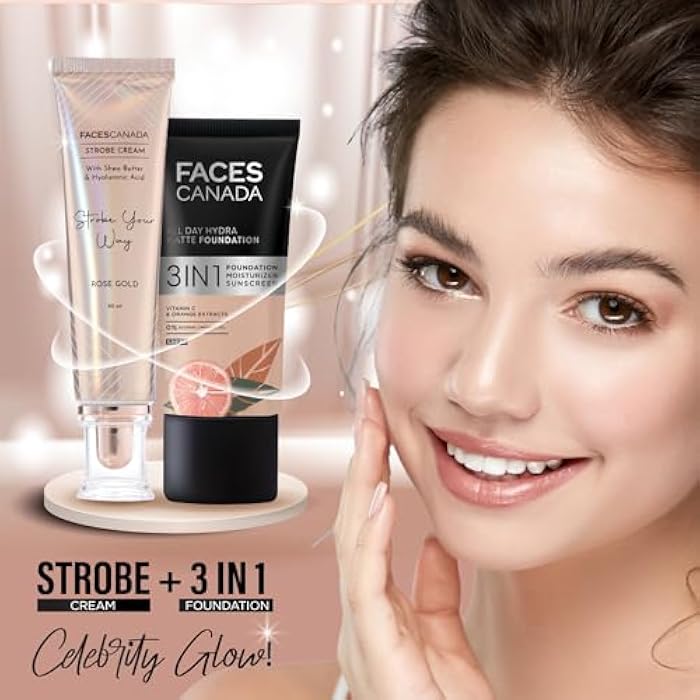 FACESCANADA Strobe Cream - Rose Gold | with Shea Butter & Hyaluronic Acid | Hydrating & Illuminating Makeup | for Radiant Dewy Skin | 1.01 Fl Oz (30ml) - Image 4