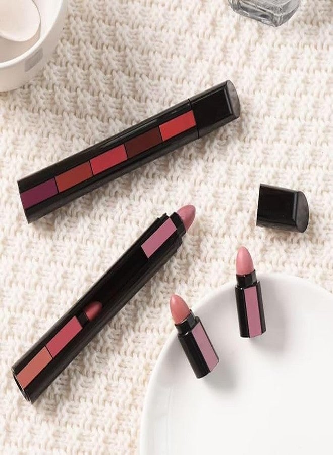 Aasakt 5 in 1 Lipstick Set, Red and Nude Shades, Multi-Color Lip Makeup Collection - Image 4