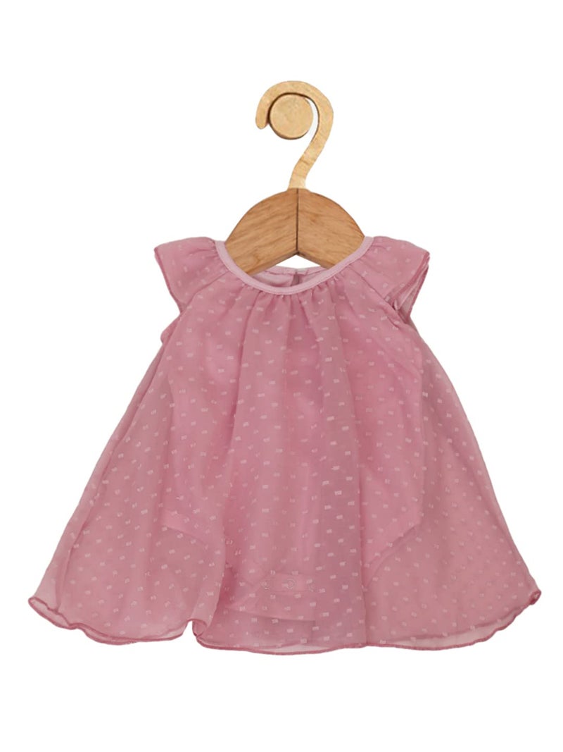 CREATIVE KIDS Infant Baby Girls Floral Print Fit and Flare Rompers Knee Length Dress With & Hairband (Pink & White, 3-6 Months) - Image 3