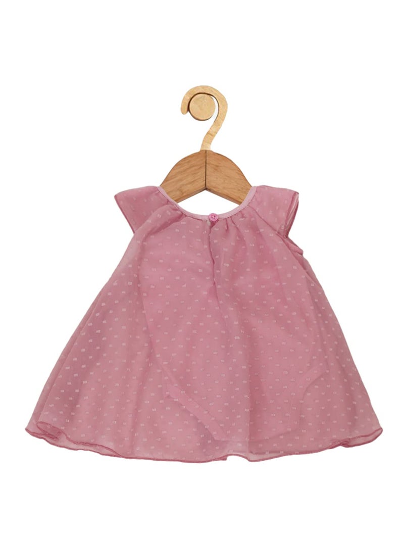 CREATIVE KIDS Infant Baby Girls Floral Print Fit and Flare Rompers Knee Length Dress With & Hairband (Pink & White, 3-6 Months) - Image 2