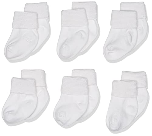 Jefferies Socks baby boys Newborn Turn Cuff Bootie 6 Pair Pack infant and toddler socks, White, Newborn US - Image 1