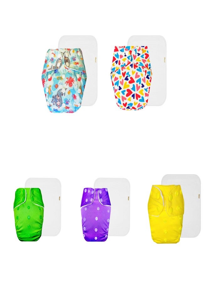 حفاضات دمبلدو القماشية الممتازة مع حشوة قطنية (عبوة من 5) | ملائمة محكمة | وسادة ماصة من 6 طبقات | سهلة التنظيف | تغيير حفاضات بدون قلق | من 3 أشهر إلى 3 سنوات | للجنسين - Image 1