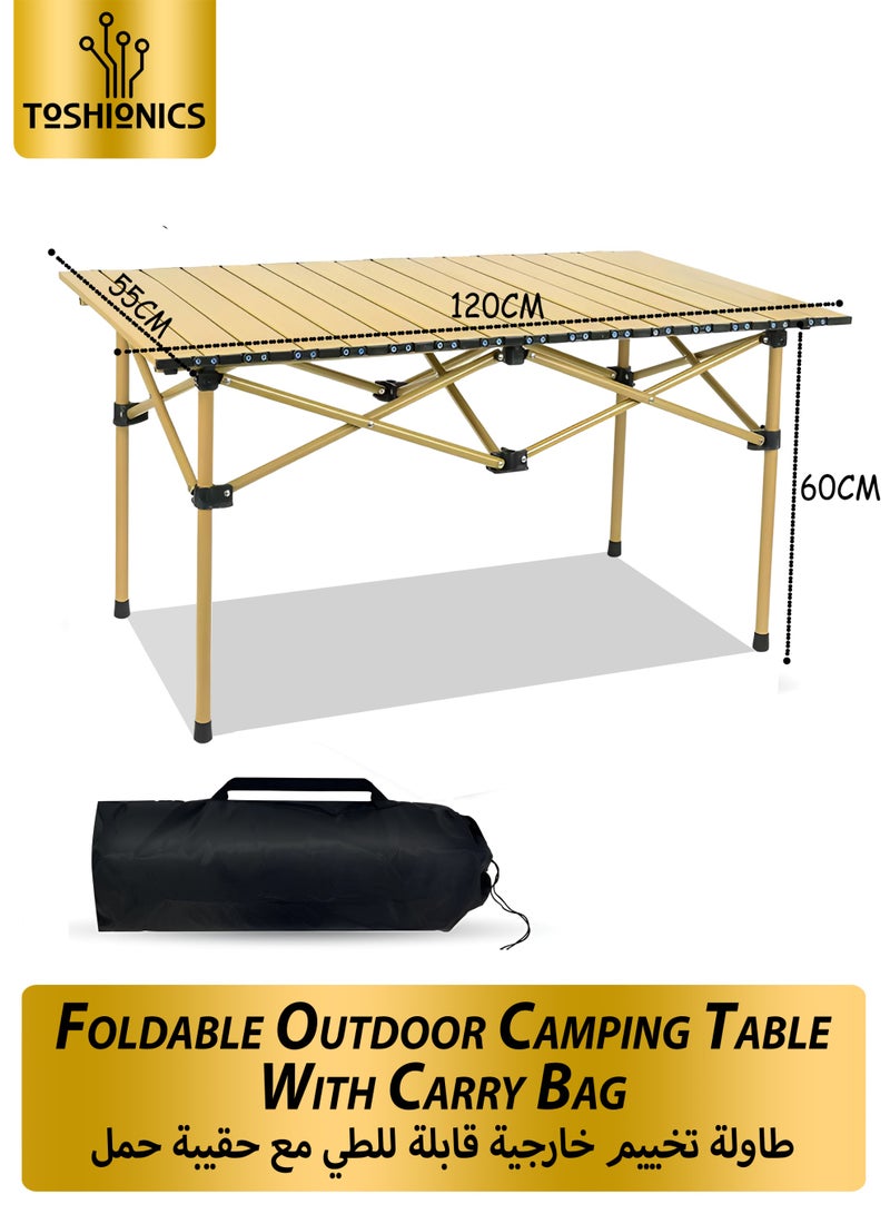Toshionics Outdoor Camping Folding Table – Lightweight Portable Aluminum Roll Up Table with Carry Bag, Compact Foldable Picnic Table for Hiking, Fishing, Beach, BBQ, Cooking, Travel, Festival & Indoor Outdoor Use-120×55×60 cm - Image 1