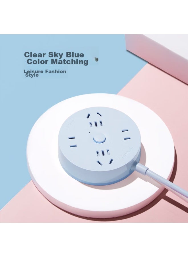 Bull Power Strip/extension Cord/surge Protector, Round 4-outlet With Master Switch, 1.8m Length, Sky Blue, Gn-r2220 - Image 2