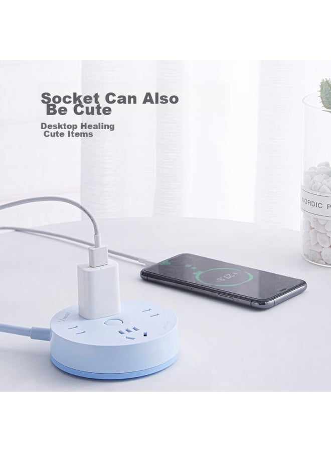 Bull Power Strip/extension Cord/surge Protector, Round 4-outlet With Master Switch, 1.8m Length, Sky Blue, Gn-r2220 - Image 3
