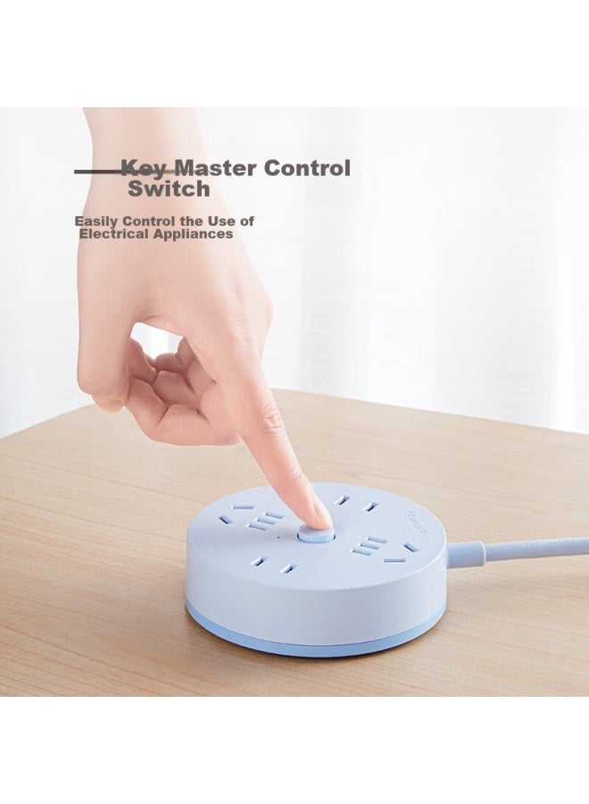 Bull Power Strip/extension Cord/surge Protector, Round 4-outlet With Master Switch, 1.8m Length, Sky Blue, Gn-r2220 - Image 4