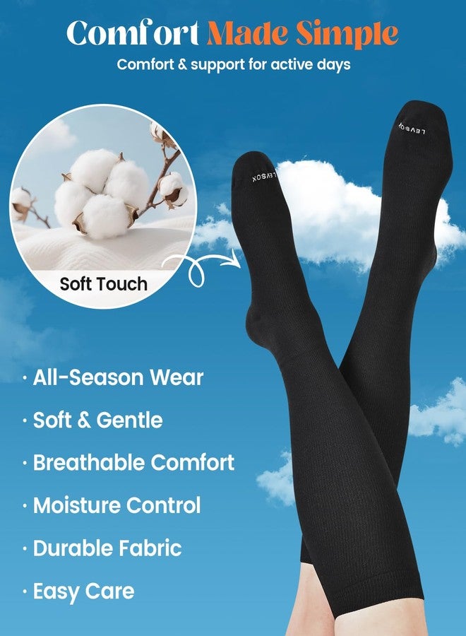 LEVSOX Cotton Compression Socks for Women Men 20-30 mmHg Knee High Cute Support Sock for Nurses Flying Pregnancy - Image 2