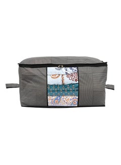 Kuber Industries Kuber Industries Non-Woven Lining Print Blanket Cover|Clothes Organizer|Clothes Organizer With Transparent Window, Zipper Closure & Handle (Gray, Extra Large)  - Image 2