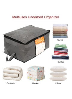 Kuber Industries Kuber Industries Non-Woven Lining Print Blanket Cover|Clothes Organizer|Clothes Organizer With Transparent Window, Zipper Closure & Handle (Gray, Extra Large)  - Image 3