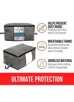 Kuber Industries Kuber Industries Non-Woven Lining Print Blanket Cover|Clothes Organizer|Clothes Organizer With Transparent Window, Zipper Closure & Handle (Gray, Extra Large)  - Image 4