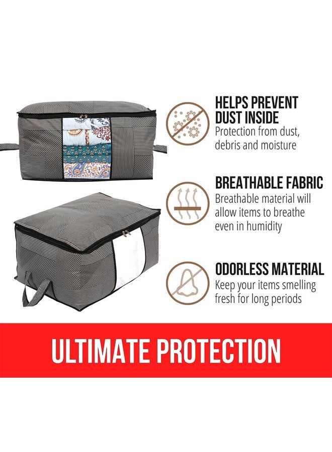 Kuber Industries Non-Woven Lining Print Blanket Cover|Clothes Organizer|Clothes Organizer With Transparent Window, Zipper Closure & Handle (Gray, Extra Large) - Image 4