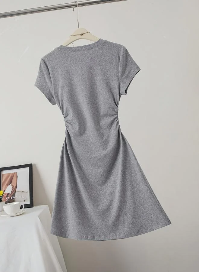 تايك تو Grey Side Ruched Detail T-Shirt Mini Dress