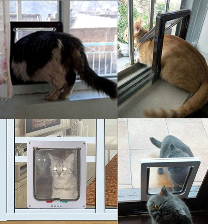 CEESC Large Cat Door (Outer Size 11" x 9.8"), 4 Way Locking Cat Door for Windows & Sliding Glass Door, Weatherproof Cat Flap Door for Cats & Doggie with Circumference < 24.8" - Image 5