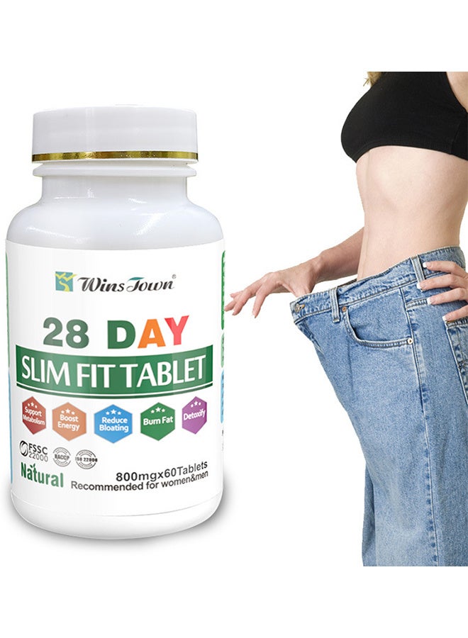Wins Town 28 Day Slim Fit Tablet Fat Burner Energy Pill, Burning Fat 800mg*60 Tablets - Image 1