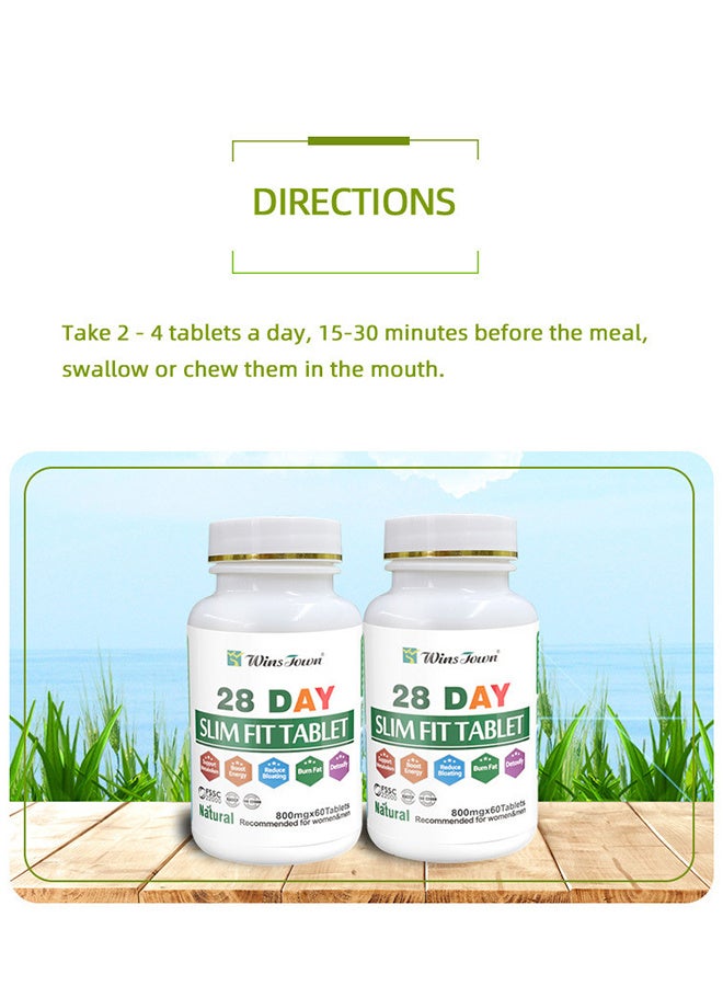 Wins Town 28 Day Slim Fit Tablet Fat Burner Energy Pill, Burning Fat 800mg*60 Tablets - Image 4
