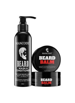 Beard Grooming Set Mens Grooming Kit Beard Balm 50Gm And Beard Wash & Conditioner 200Ml Softens Moisturizes Mooch And Beard Long Lasting Nourishment Boost Shine And Volumizes