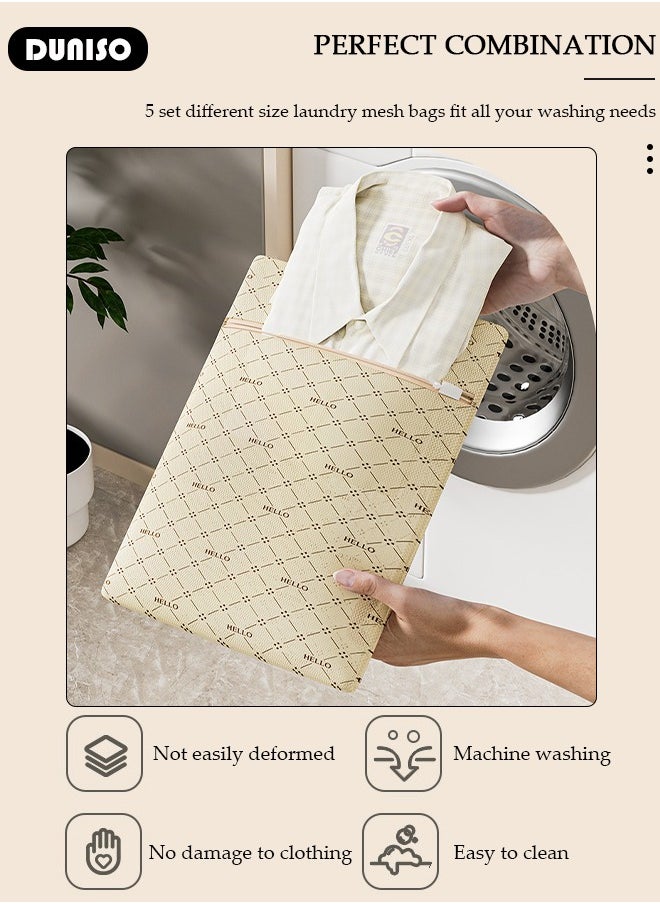 DUNISO 5PCS Mesh Laundry Bags, Thickened Washing Machine Bags for Delicates with Premium Zipper, Reusable Travel Storage Organizer Bag for Blouse, Bra, Hosiery, Stocking, Underwear  - Image 2