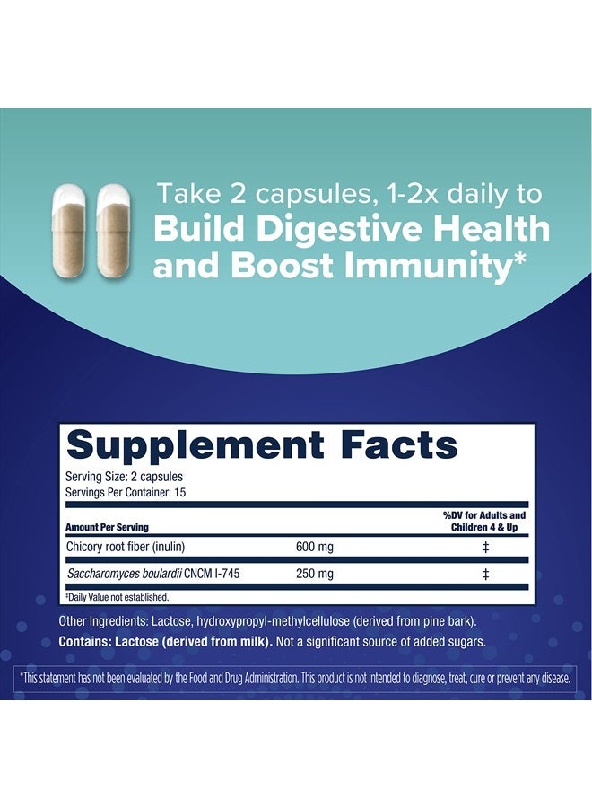 Florastor Select Gut Boost Daily Probiotic & Prebiotic Supplement for Women and Men, Boosts Good Bacteria, Saccharomyces Boulardii CNCM I-745 (30 Capsules) - Image 4