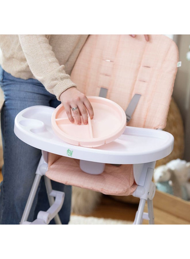 ingenuity كرسي طعام قابل للطي من صن فالي مع طبق آمن للطعام، حزام أمان، من 6 أشهر وما فوق، وردي - Image 3