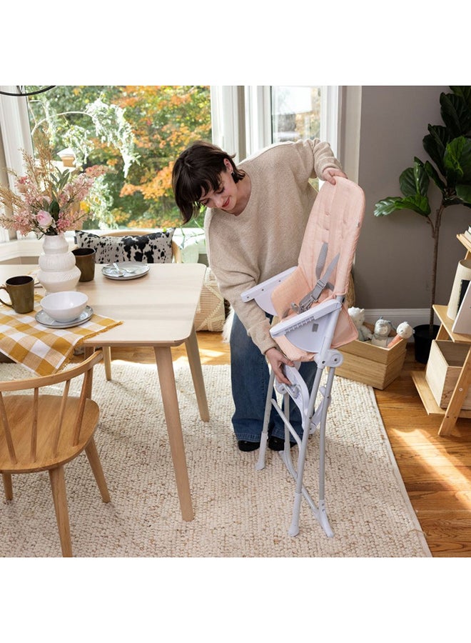 ingenuity كرسي طعام قابل للطي من صن فالي مع طبق آمن للطعام، حزام أمان، من 6 أشهر وما فوق، وردي - Image 4