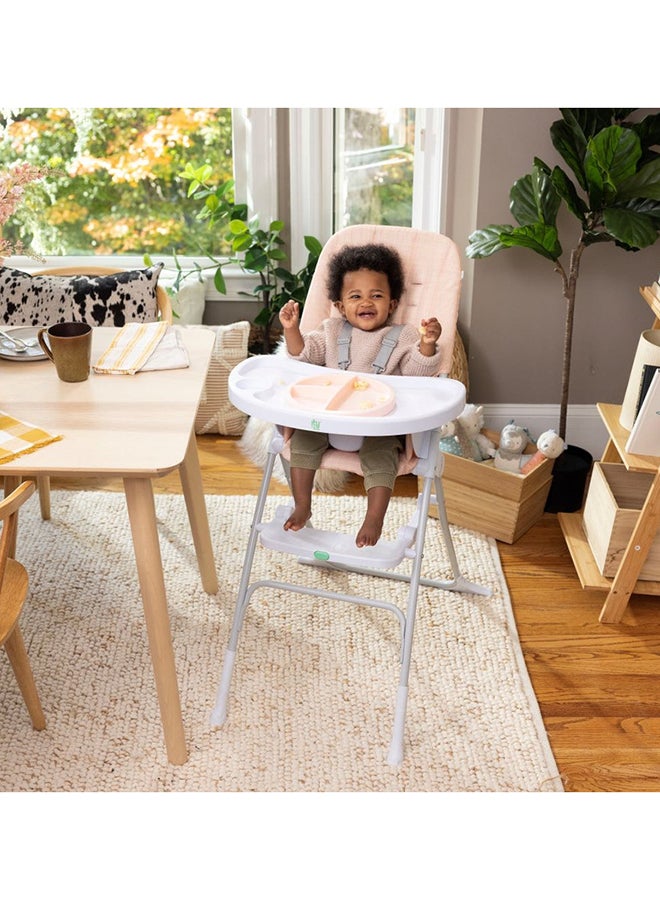 ingenuity كرسي طعام قابل للطي من صن فالي مع طبق آمن للطعام، حزام أمان، من 6 أشهر وما فوق، وردي - Image 2