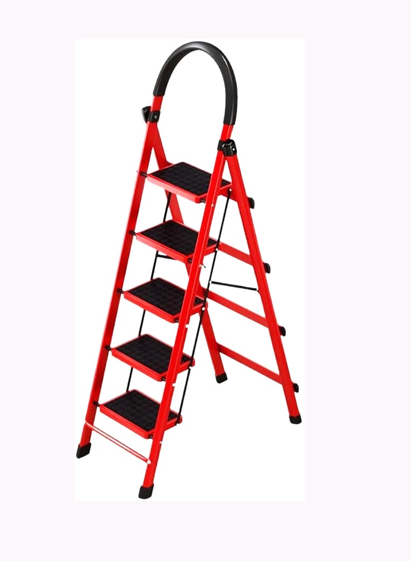 AL QADAH 5 Step Portable Metal Ladder Non Slip Foldable Multicolor - Image 1