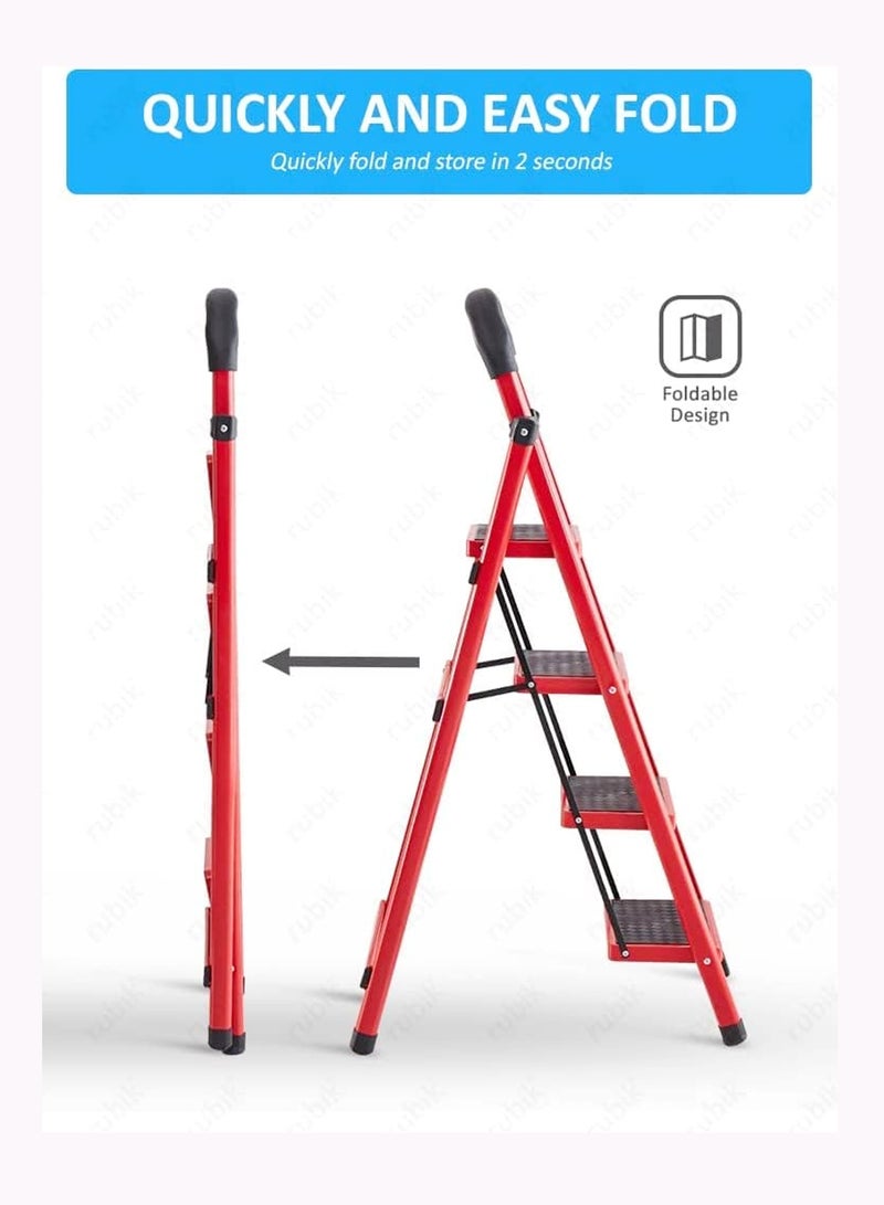 AL QADAH 5 Step Portable Metal Ladder Non Slip Foldable Multicolor - Image 3