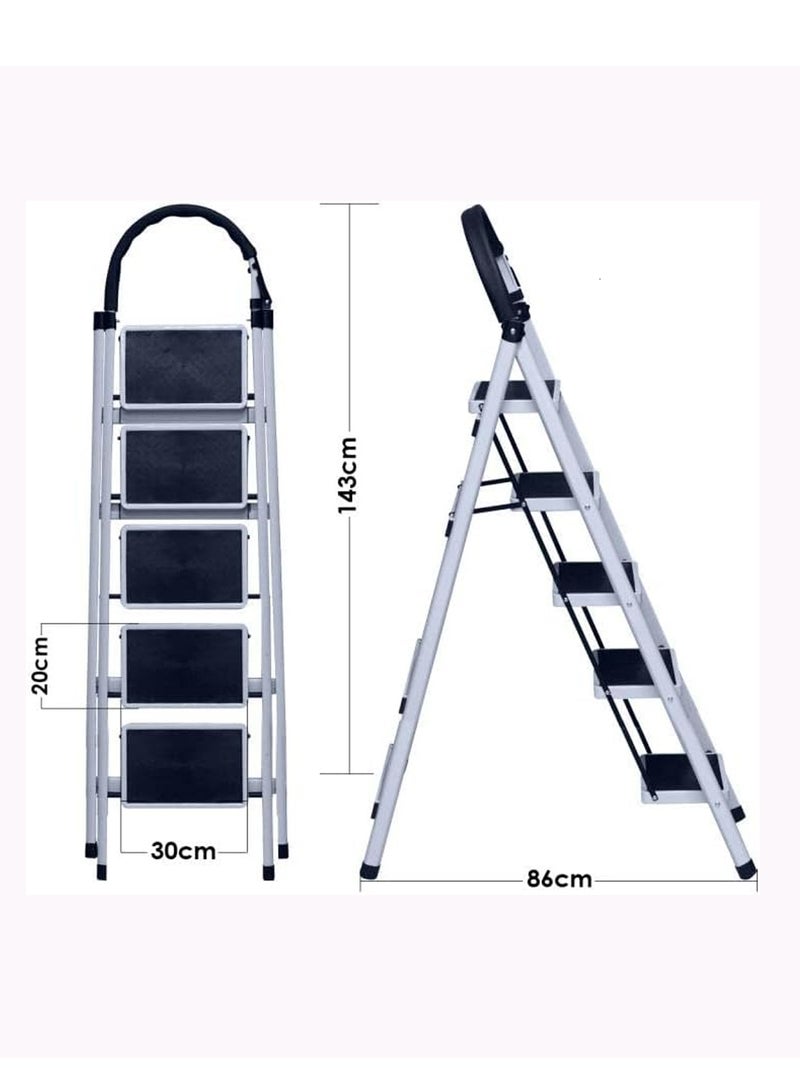 AL QADAH 5 Step Portable Metal Ladder Non Slip Foldable Multicolor - Image 2