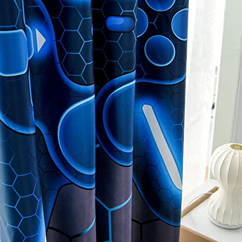 NTBED Game Console Blackout Curtains Drapes for Kids Bedroom Play Room 2 Panels Darkening Grommets Window Treatment, 42Wx63L, Blue - Image 2