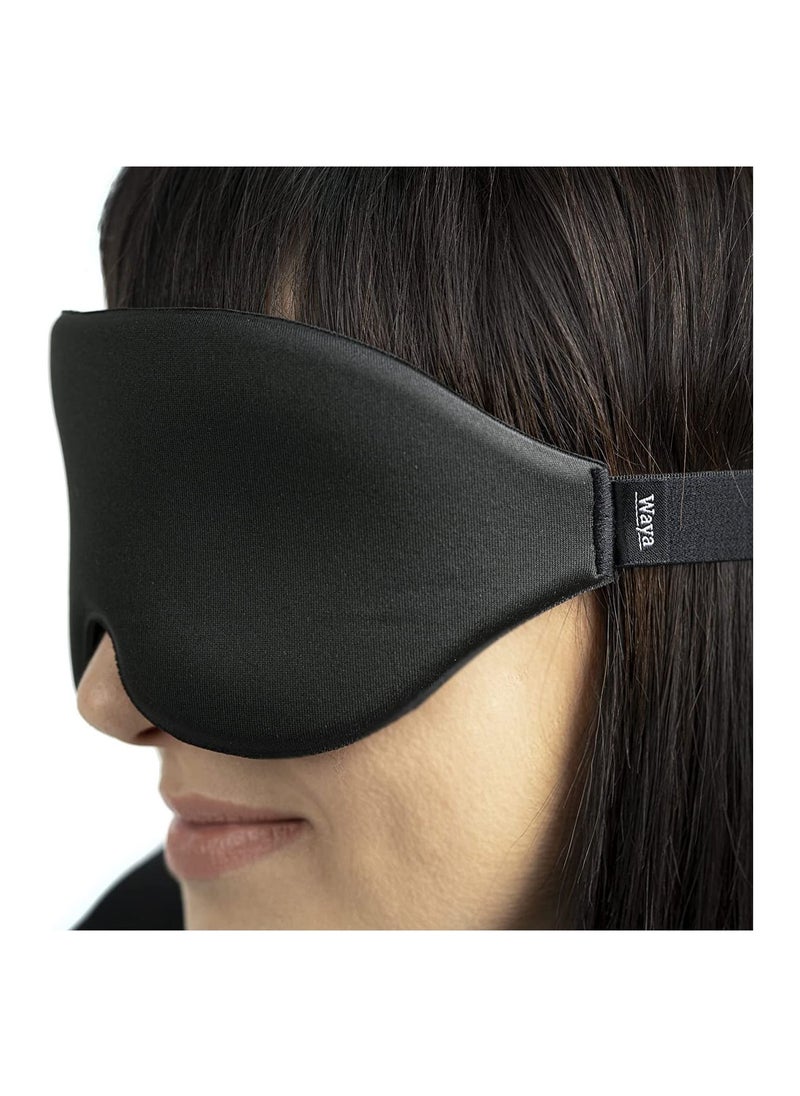 WAYA - WAYA 3D Premium Foam Sleep Eye Mask for Men Women with Adjustable Strap - 3D Tailored Cup with Adaptable Sponge - Sleeping Mask and Blindfold - Block Up to 100 percent  Light - Eye Shade Cover Black - Image 1