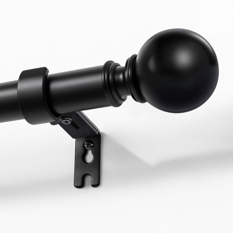 Joydeco Black Curtain Rods for Windows 32 to 120 inches 1 inch Diameter Heavy Duty Adjustable Curtain Rods for Bedroom Sliding Glass Doors Outdoor Patio