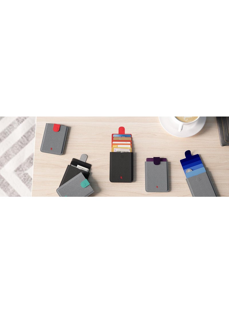 Allocacoc Allocacoc Slim wallet DesignNest DAX wallet Cascading pulltab wallet Hold upto 6 cards small wallet Card holder Purse Red Grey Polyester  - Image 5