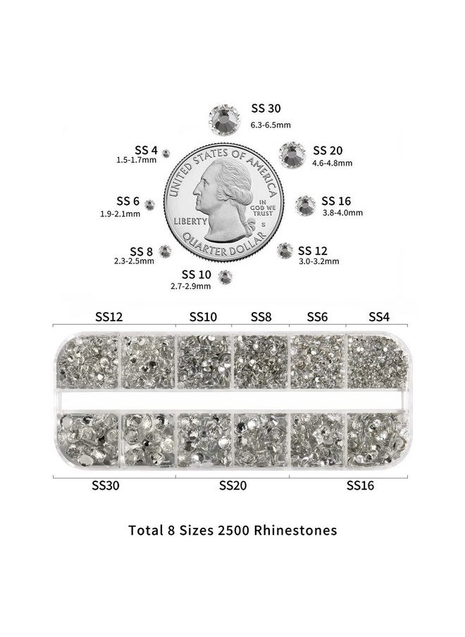 BEADSLAND Rhinestones For Makeup8 Sizes 2500Pcs Crystal Flatback Rhinestones Face Gems For Nails Crafts With Tweezers And Wax Pencilclearss4Ss30  - Image 4