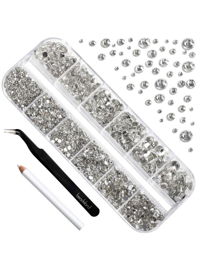 BEADSLAND Rhinestones For Makeup8 Sizes 2500Pcs Crystal Flatback Rhinestones Face Gems For Nails Crafts With Tweezers And Wax Pencilclearss4Ss30  - Image 2