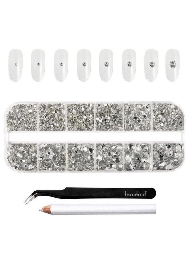 BEADSLAND Rhinestones For Makeup8 Sizes 2500Pcs Crystal Flatback Rhinestones Face Gems For Nails Crafts With Tweezers And Wax Pencilclearss4Ss30  - Image 1