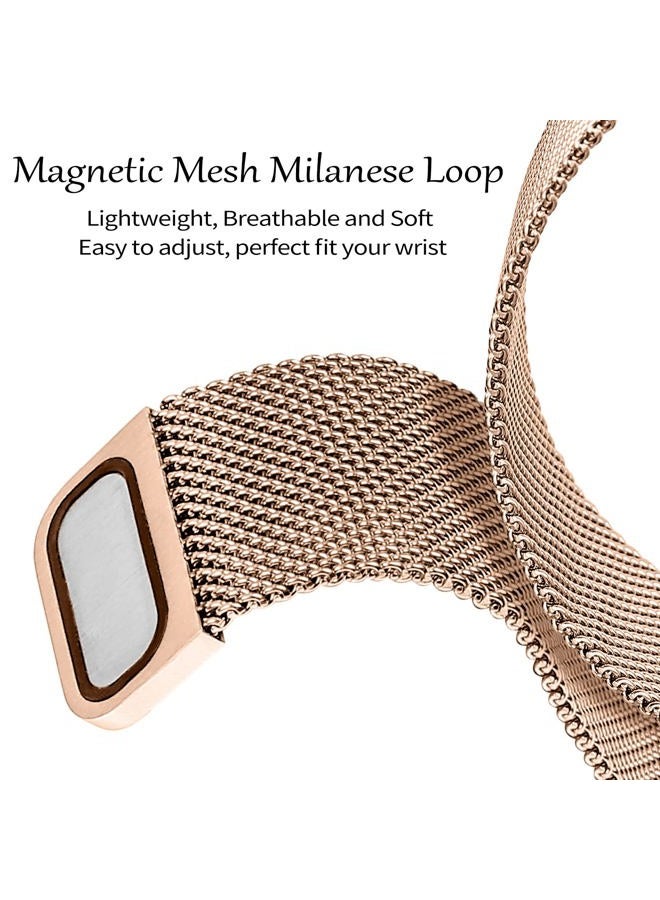 Joyozy Magnetic Band Compatible with Apple Watch Band 38mm 40mm 41mm 42mm 44mm 45mm 46mm Milanese Strap with Bling Case and Screen Protector, Dressy Stainless Steel iWatch Loop for Women (Rose Gold - Image 4