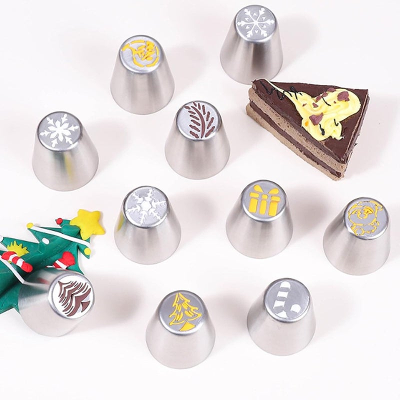 15-Piece Christmas Piping Nozzle Set Stainless Steel Cake Decorating Tips for Festive Designs Pastry - Image 3