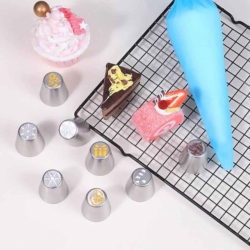 15-Piece Christmas Piping Nozzle Set Stainless Steel Cake Decorating Tips for Festive Designs Pastry - Image 4