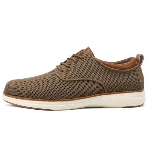 VILOCY Men's Wide Casual Dress Oxfords Business Shoes Fashion Sneakers Mesh Breathable Comfortable Walking Shoes Brown,EU40 - Image 3
