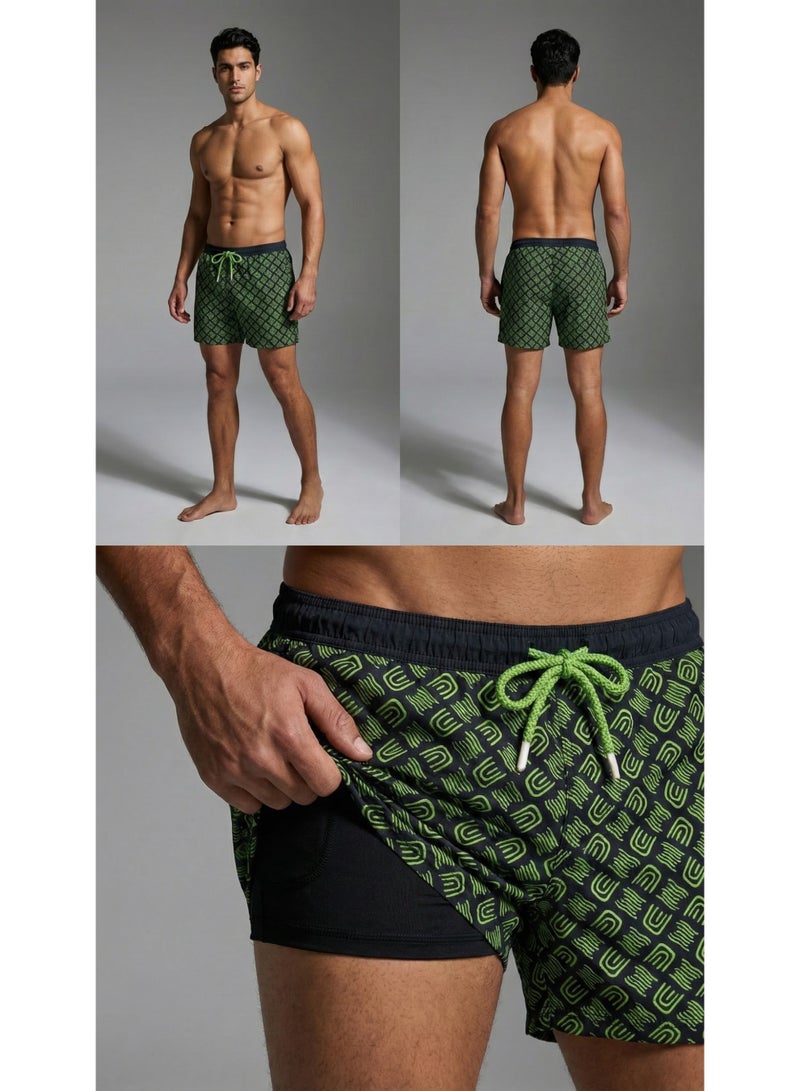 Cetus Board Short Elements - Junior (Green/Black) - Image 1