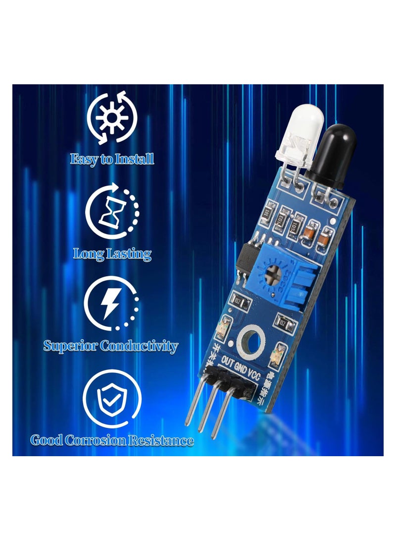 وحدة استشعار تجنب العوائق بالأشعة تحت الحمراء، 20 قطعة مستشعر الأشعة تحت الحمراء، مستشعرات القرب بالأشعة تحت الحمراء ثلاثية الأسلاك، وحدات مستشعر ضوئي عاكس، مستشعر تتبع الأشعة تحت الحمراء لروبوت السيارة الذكية Arduino