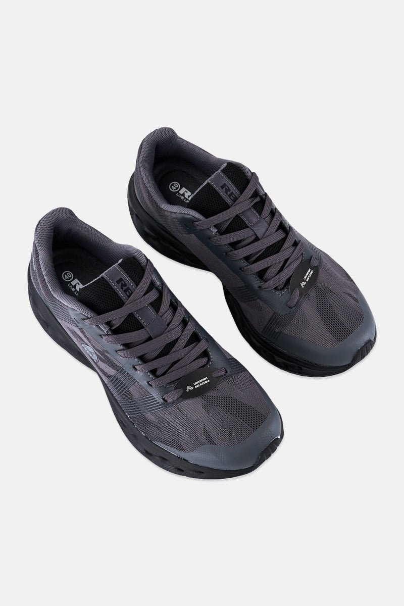 RBX Men Brand Logo Lace Up Running Shoes, Dark Grey - Image 3
