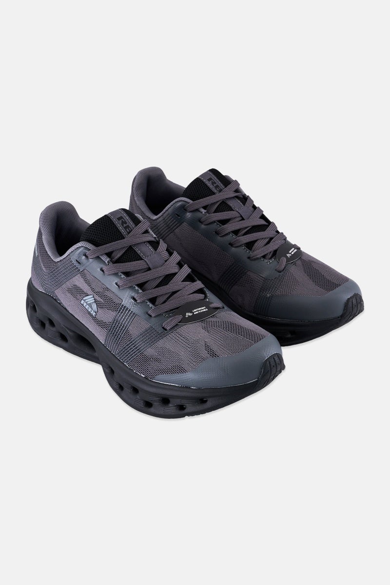 RBX Men Brand Logo Lace Up Running Shoes, Dark Grey - Image 1