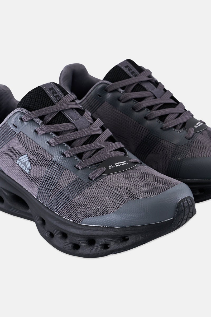 RBX Men Brand Logo Lace Up Running Shoes, Dark Grey - Image 4