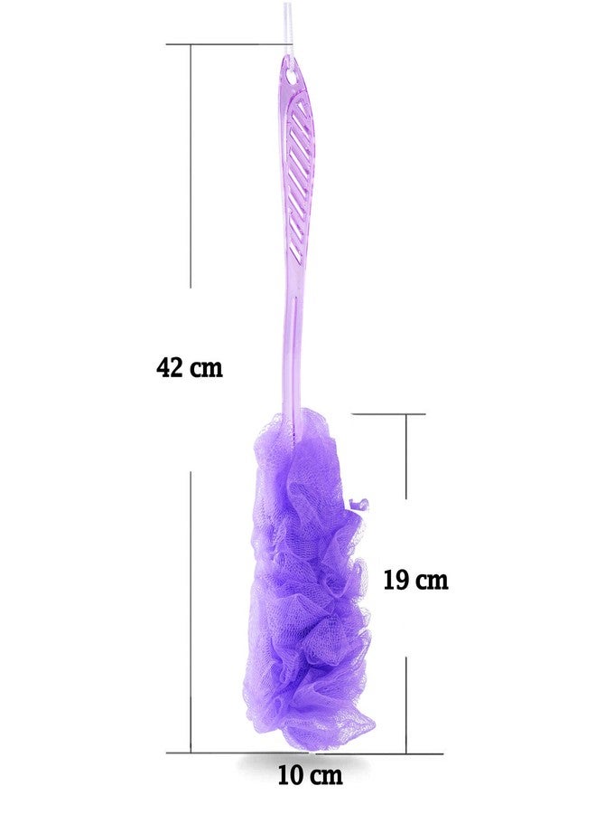 فوكس فرشاة استحمام للجسم بمقبض طويل من FOK، إسفنجة ليفة استحمام شبكية من النايلون مع مشبك تيك تاك - لون عشوائي - Image 3
