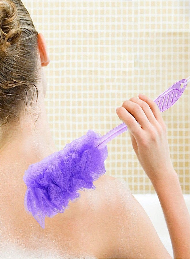 فوكس فرشاة استحمام للجسم بمقبض طويل من FOK، إسفنجة ليفة استحمام شبكية من النايلون مع مشبك تيك تاك - لون عشوائي - Image 2