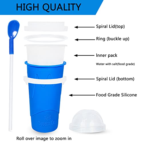 COLORLAND Color Land Slushy Cup, TIK TOK Slushie Maker Cup Frozen Magic Squeeze Cup, Ice Cream Maker Cup, Cool Stuff Trending Tiktok Items Homemade DIY Cool Gadgets with Lid & Straw (350ML, BLUE) - Image 5