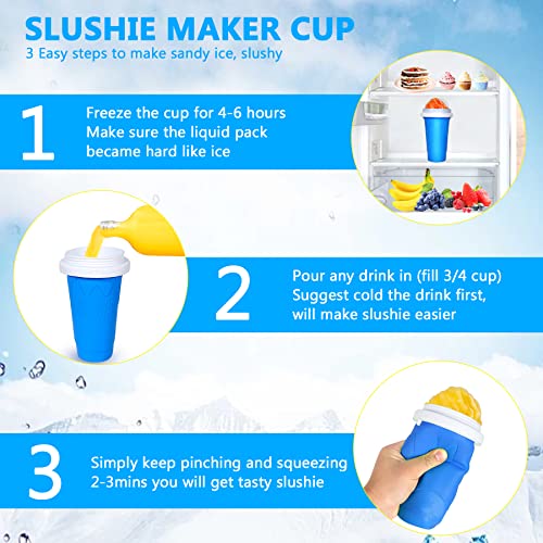 COLORLAND Color Land Slushy Cup, TIK TOK Slushie Maker Cup Frozen Magic Squeeze Cup, Ice Cream Maker Cup, Cool Stuff Trending Tiktok Items Homemade DIY Cool Gadgets with Lid & Straw (350ML, BLUE) - Image 3